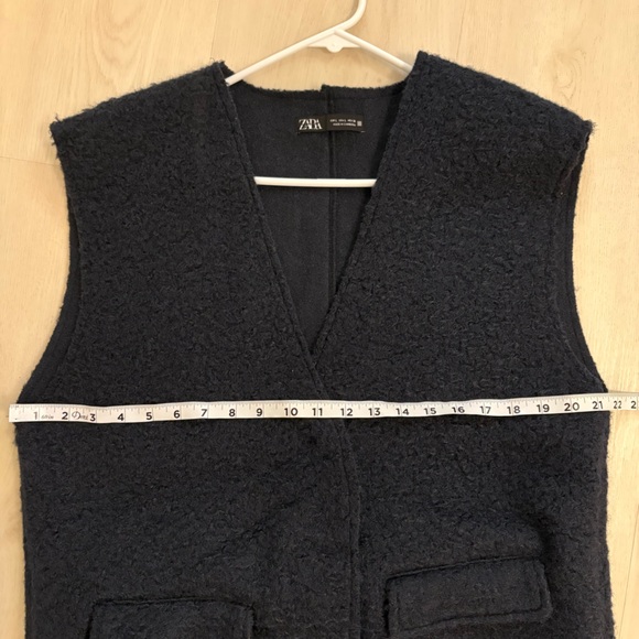 Zara Black Sleeveless long textured vest NWOT woman’s size large - Picture 12 of 16